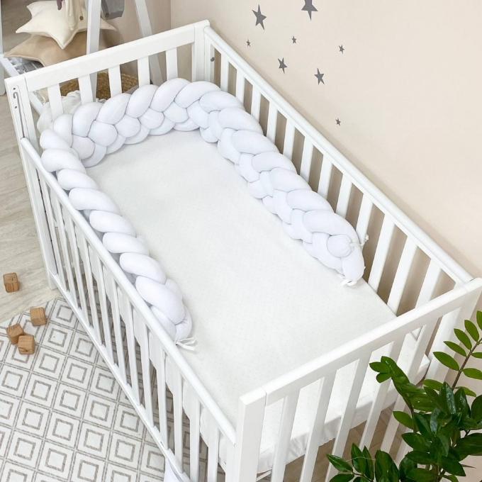 Protectie laterala patut bebe tripla alba